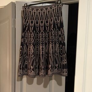 Sioni Black Skater Skirt with Cream Geometric Print